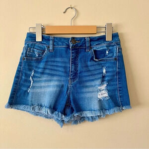 Wax Jean| Cute Distressed Denim Skater Shorts Frayed Hem Sz S